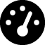 A black and white icon of a clock