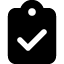 A black and white icon of a checkmark