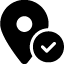 A black and white icon of a location pin