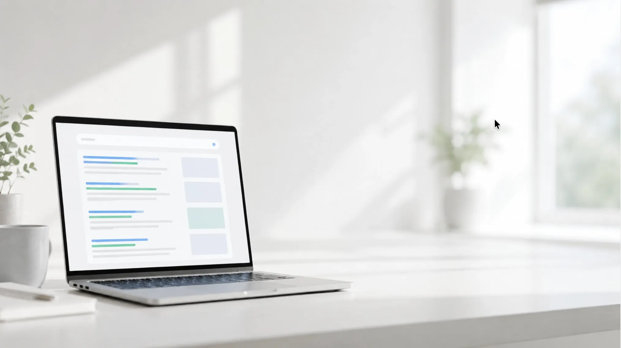 A photo-realistic image of a laptop on a white table